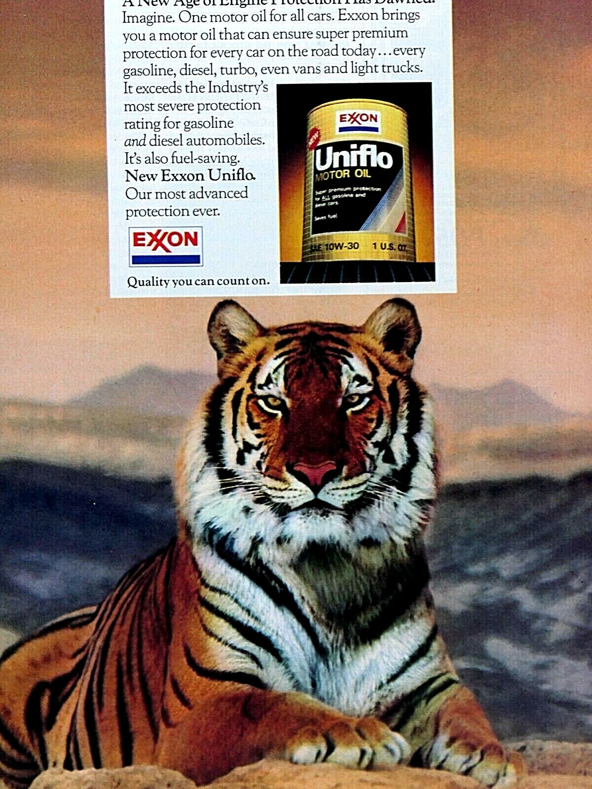 1984 Exxon Vintage UNIFLO TIGER Original Print Ad 8.5 x 11" eBay