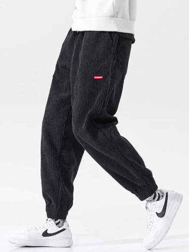 Men's Baggy Corduroy Sweatpants – Casual Autumn & Winter Joggers - Picture 22 of 23