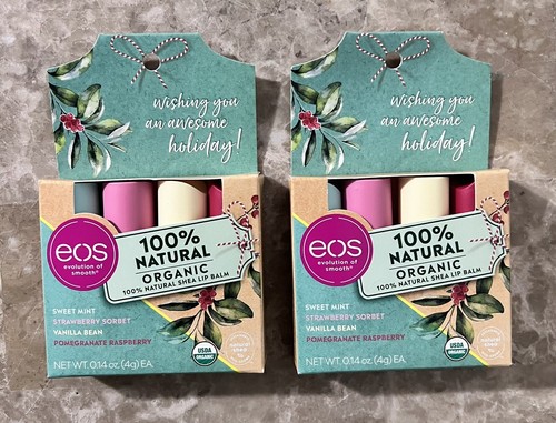EOS Gift Set Super Soft Shea Lip Balm 4Pk (Mint/Strawberry/Vanilla/Pom) Lot of 2