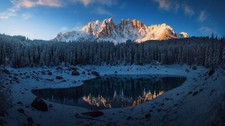 Landscape mountains nature trees dolomites reflection Custom Gaming Mat Desk
