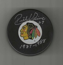 Rick Vaive Signed & Inscribed Chicago Blackhawks Large Logo Puck 