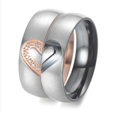Ehering Verlobungsring Ring Partnerring mit Herz aus Edelstahl Hochzeit 