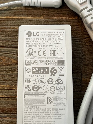 New Original LG 19V 1.7A Adapter for 25SR50F-W EAY65889902 MyView Smart Monitor@ - Afbeelding 2 van 4