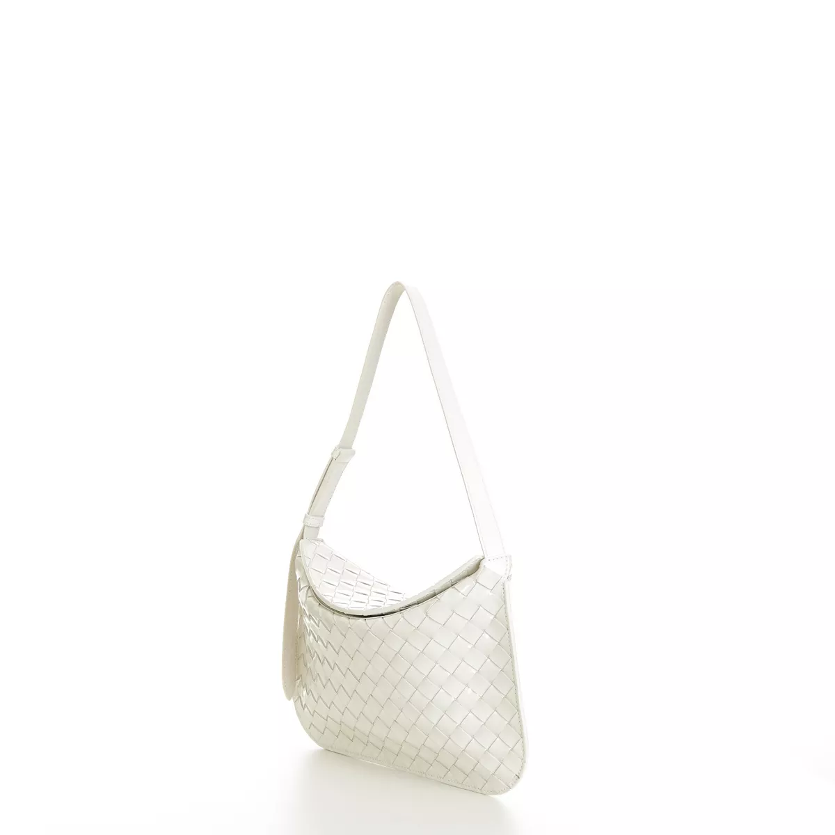 BOTTEGA VENETA 2900$ Small FLAP Bag - Bottega White Intrecciato Brushed  Leather