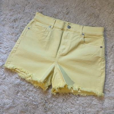 Ann Taylor LOFT Jean Shorts Womens Size 27/4 Frayed Hem Yellow Denim NWOT