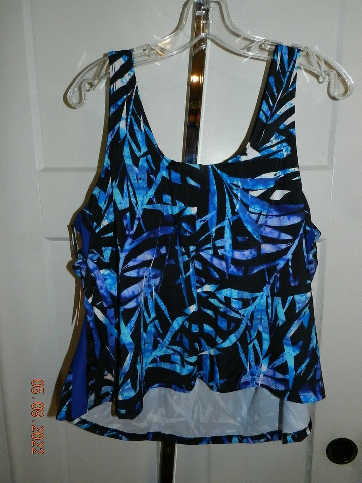 Swimsuits For All Women's Plus Size 24 Blue/black Tankini Top eBay