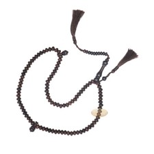 Tamarind Wood 5.5x8mm 99 Saucer Shape Beads Islamic Prayer Rosary Brown Tassels