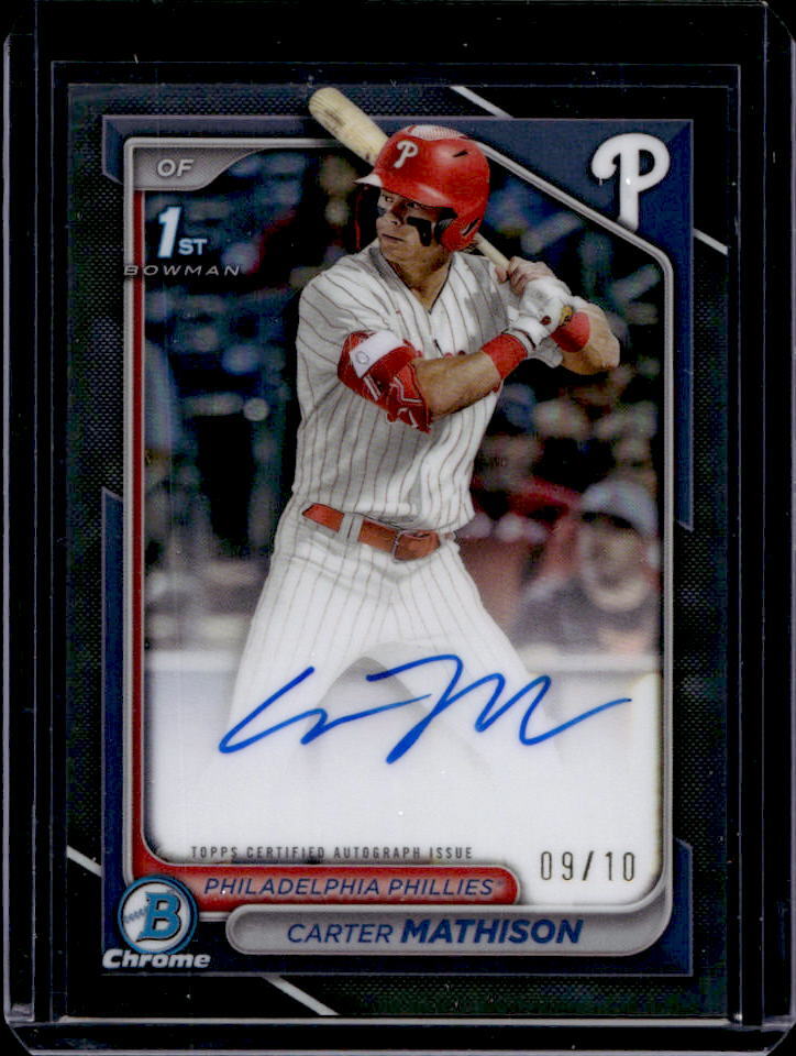 2024 Bowman Draft Carter Mathison Chrome Prospect Auto Black Refractor 1st #9/10