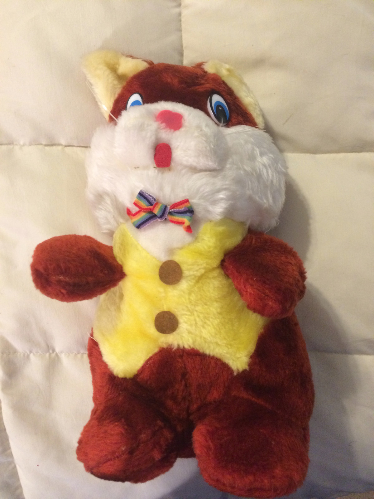 VINTAGE 1982 BROOKLYN DOLL CHIPMUNK IN BOWTIE & YELLOW VEST PLUSH DOLL