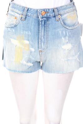 M.GRIFONI destroyed jeans shorts Logo Patch W27 denim blue Dream NEW