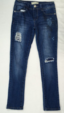 Guess Jeans Youth Girls 10 24x26.5 Blue Skinny Floral Embroidered Distress