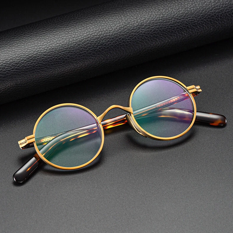 Titanium Spectacles Glasses Round Retro Women Men Acetate Eyeglass frames - Image 4 of 4