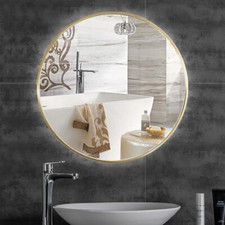 70cm Large Gold Round Wall Mirror Vanity Glass Circle Metal Framed Bedroom Decor
