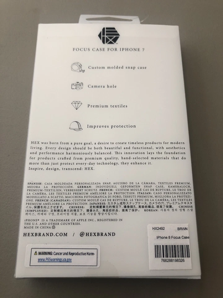 HEX Focus Phone Case for iPhone 7 iPhone 8 - Brown Leather New - Image 3 of 3