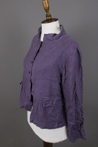 GRIZAS Purple Washed 100% Linen Lightweight Blazer Jacket Size L - Picture 6 of 17