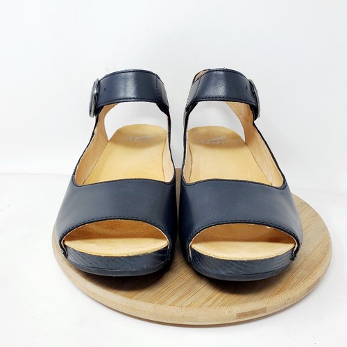Dansko Tiana Sandals Womens 40 Black Leather Wedge Comfort Ankle Strap Shoes - Picture 3 of 12