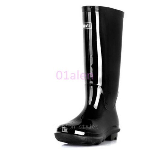 Mens Knee High Outdoor Tall Waterproof Casual Rain Rubber Galoshes Wellies Boots - Picture 6 of 15