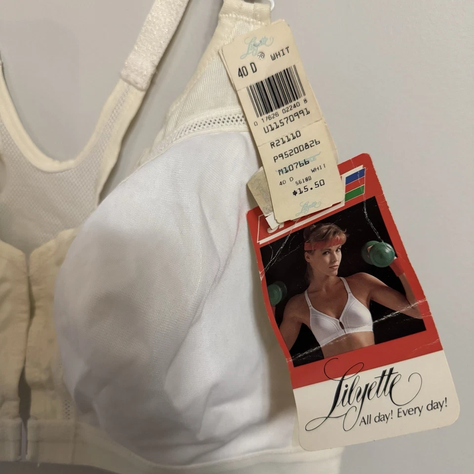 VTG NWT Lilyette 40D Bra All Day Every Day White Beige Minimizer V Back Unlined - Image 4 of 4