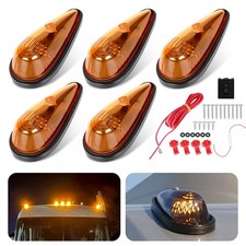5Pcs Amber Teardrop Cab Light 9LED Cab Marker Light Front Top Clearance Roof ...
