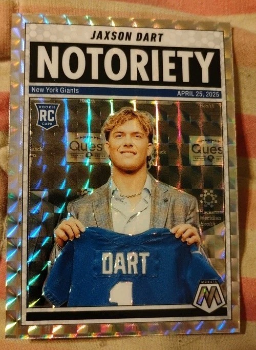 2025 Panini Mosaic Jaxson Dart RC #11 Silver Mosaic Notoriety GIANTS