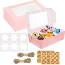 20-Pack Pink 6-Count Cupcake Boxes with Window Muffin Box with Inserts