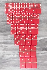 Vintage Puremco Marblelike RED DOMINOES 28 Tiles 1/4" CRAFTERS!