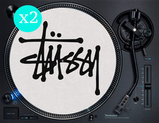 Stussy Graffiti Hip Hop White 12" Turntable DJ Slipmat Vinyl Technics (PAIR)