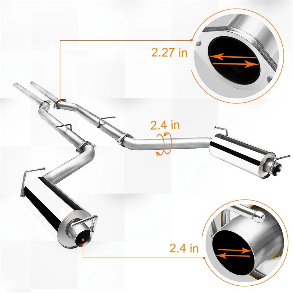 For 11-14 Dodge Charger 3.6 V6 Dual 2.25" Tip Muffler Stainless Catback Exhaust - Image 3 of 4