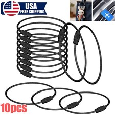 10PCS Stainless Steel Wire Keychains Cable Key Rings Loop Screw Lock Outdoor 6"