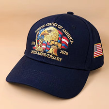 USA 250th Anniversary Eagle Baseball Cap Washed Cotton Adjustable Hat