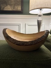Vintage Hand Turned Wooden Bowl With A Live Edge, 5 T x 7 W.