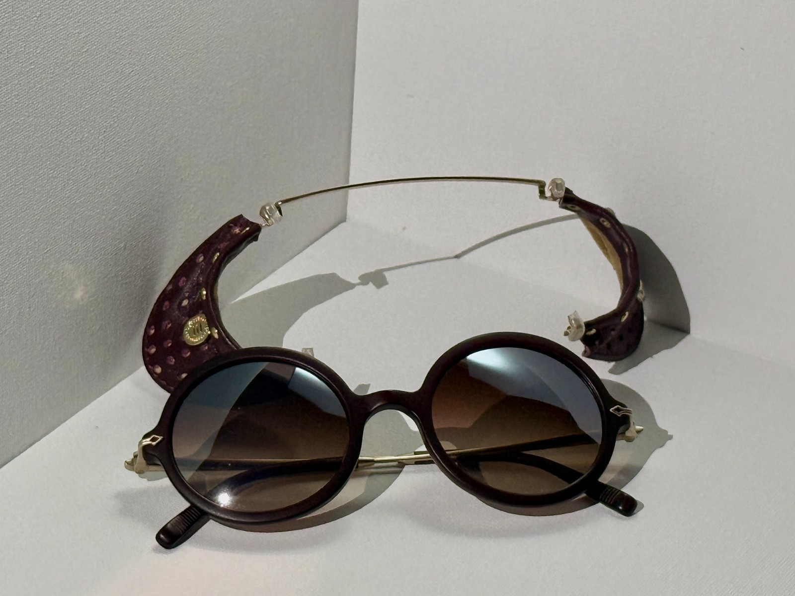 Matsuda M2030 Round Sunglasses Matte Bordeaux 49-22-145 Brown Gradient Japan
