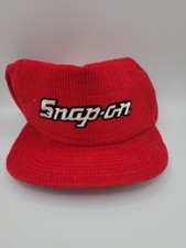 Vtg SNAP-ON TOOLS USA MADE Red Corduroy Trucker Snapback Hat Cap