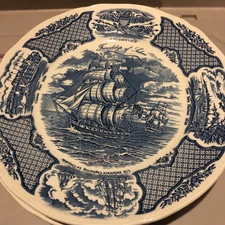 4Alfred Meakin Fair Winds  Friendship Of Salem Blue Dinner Plate 10. 5" Vintage