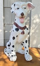 Large Ceramic Dalmatian Dog Statue 23” Black White Spotted Figurine