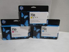 HP 730 P2V62A P2V63A P2V64A Cyan Magenta Yellow Design Jet Ink T1600NEW LOT OF 3