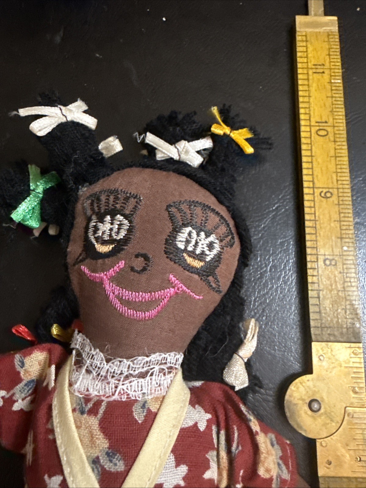 Vintage Gambina African American Cloth Folk Art  Doll 9”