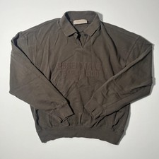 Essentials Fear Of God Polo Shirt Mens Small Brown Cotton Long Sleeve Logo