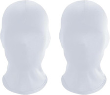 2 Pcs White Full Face Mask Cover Faceless Skin Masks Halloween Cosplay Spandex