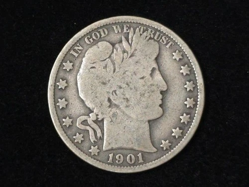 1901 Barber Silver Half Dollar Very Good 10305
