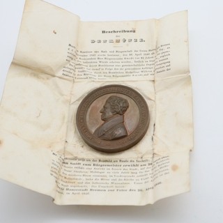 Bremen Relief Bronze Medaille 1846 50 mm ovp. 23/9