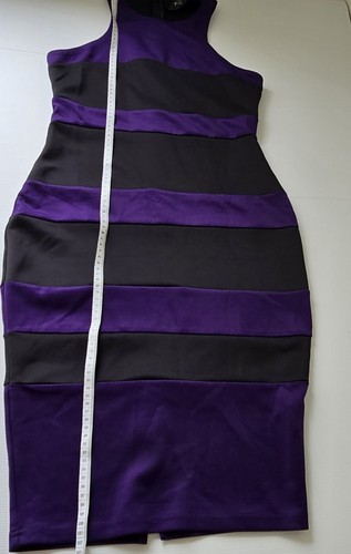 AX Paris Dress Size 12 Pencil Fitted Purple Black Sleeveless - Picture 3 of 11