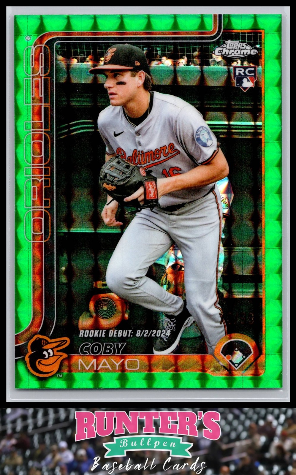 2025 Topps Chrome Update #USC94 Coby Mayo RC Green Geometric Refractor /99