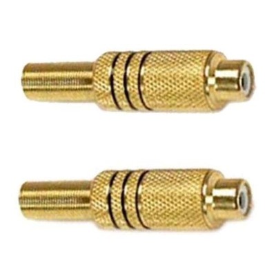 2 Pcs RCA Female Audio Video Connector Solder Type Metal Body Gold Plated 