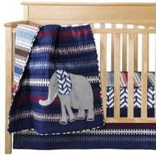 Mudhut Xavier 3pc Set Crib Quilt elephant.