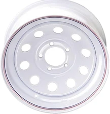 15x6 5 on 4.5 Modular Steel Trailer Wheel White with Pinstripes DEXSTAR
