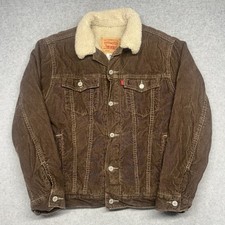 Levis Boys Youth Brown Corduroy Jacket Sherpa Fleece Lined Size L 12-13 Yrs