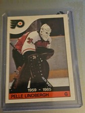 1985 86 OPC O Pee Chee #110 Pelle Lindbergh Memorial card Philadelphia Flyers