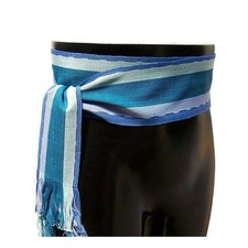 Vtg New-Old-Stock Ocean Blue Sash, Woven Wrap-Around Fair-Trade Pirate Belt SA73