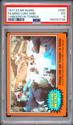 1977 Topps Star Wars #330 Filming Luke and Threepio in Tunisia — PSA 5